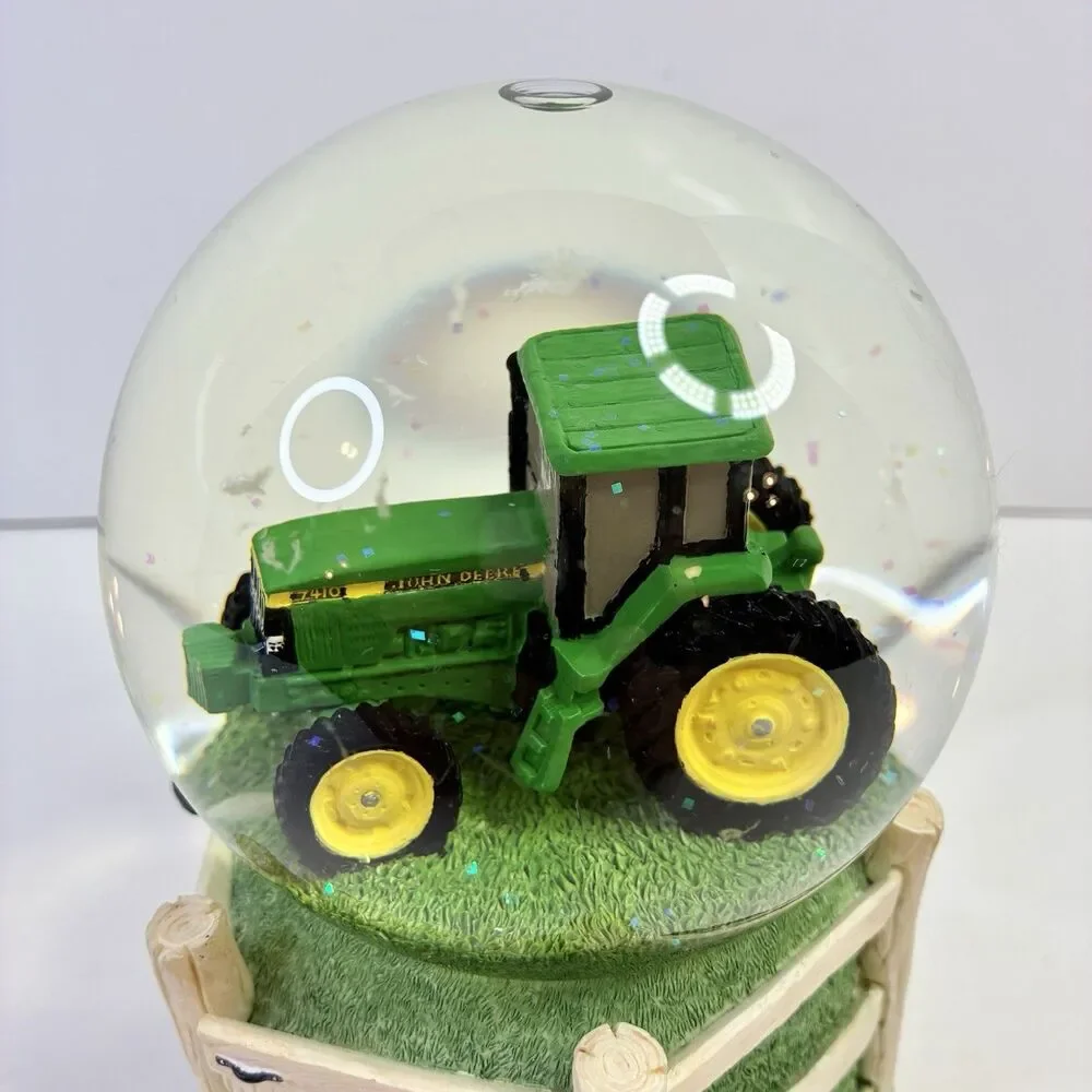 John Deere Enesco Musical Snow Globe Plays “ Down by the Old Mill Stream” NICE!